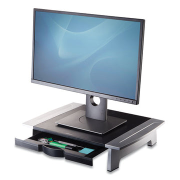 Fellowes® Office Suites Standard Monitor Riser, For 21" Monitors, 19.78" X 14.06" X 4" To 6.5", Black-silver, Supports 80 Lbs freeshipping - TVN Wholesale